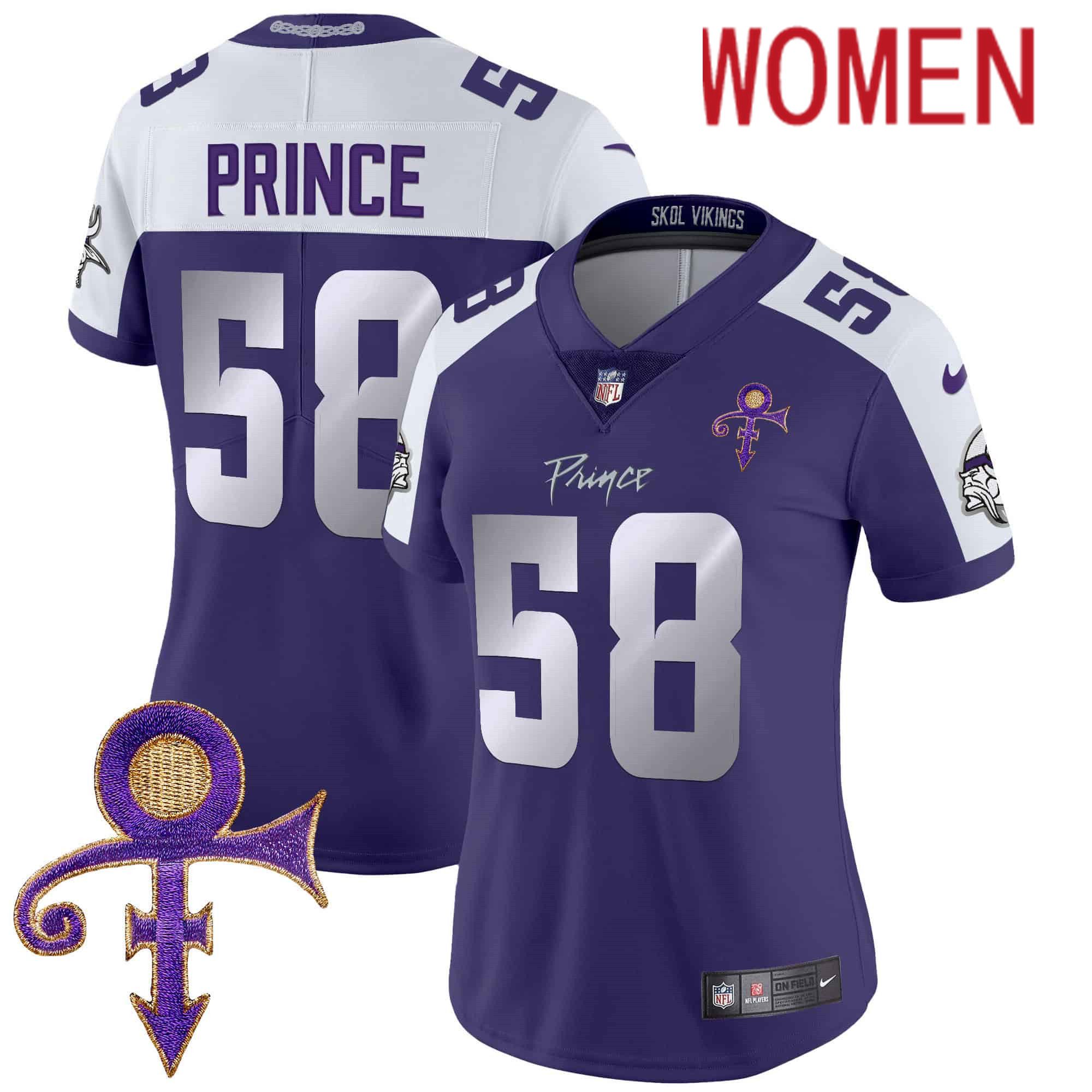 Women Minnesota Vikings 58 Prince Purple 2024 Nike Prince Vapor Limited NFL Jersey